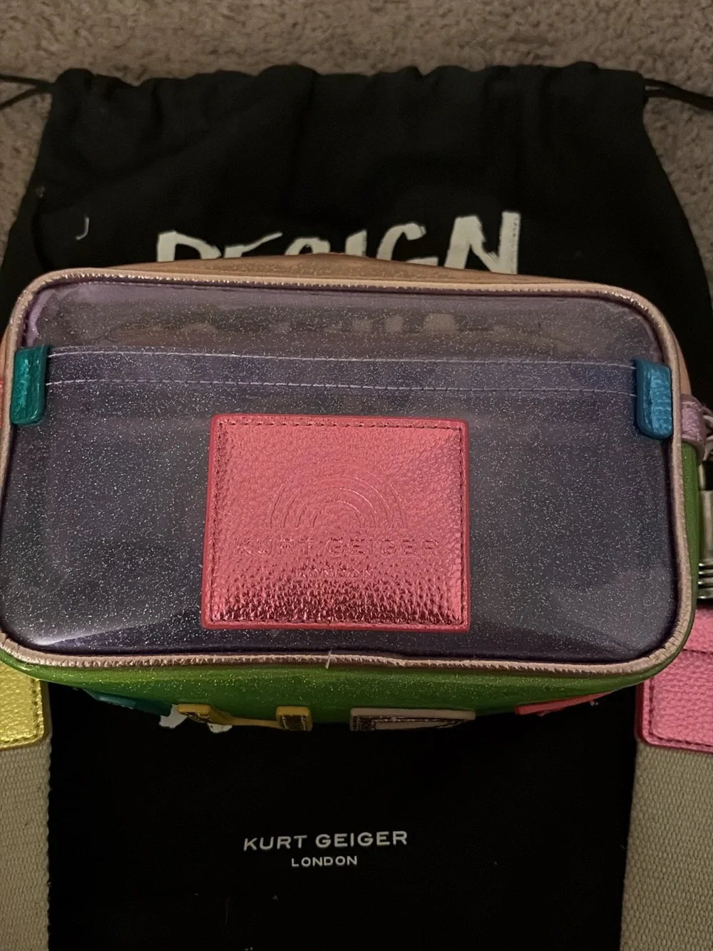 Kurt Geiger Colorblock Glitter Crossbody Bag - Pink, Green & Blue Accents